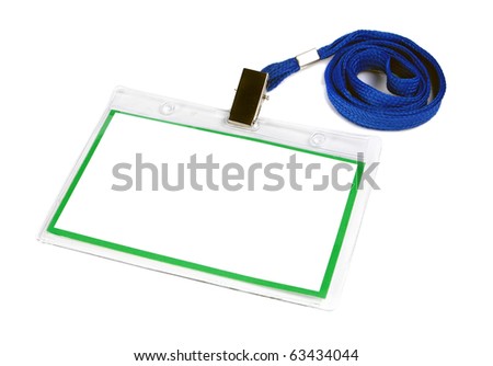 card empty ID badge isolated on white background