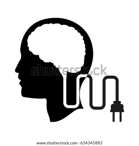 head profile human brain cable plug