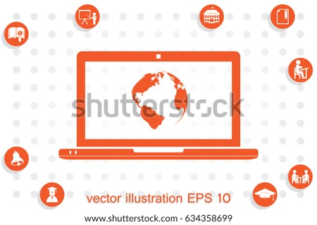 laptop and globe icon vector