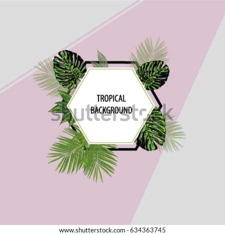 vector tropical plants.tropical leaves, summer mood, the heat, relax on the beach, visiting card, wedding invitation and party, the cover of the book