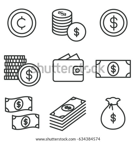 money icon set Royalty-Free Stock Photo #634384574