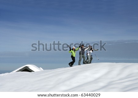 Group of friends in snowy landscape