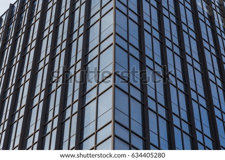 Abstract building. blue glass wall of skyscraper
