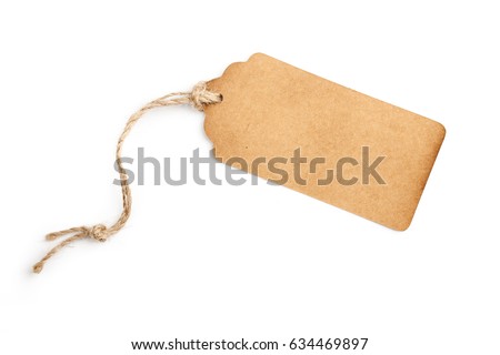 Paper tag on white