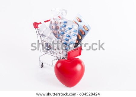 
Medicine shopping cart white isolated background