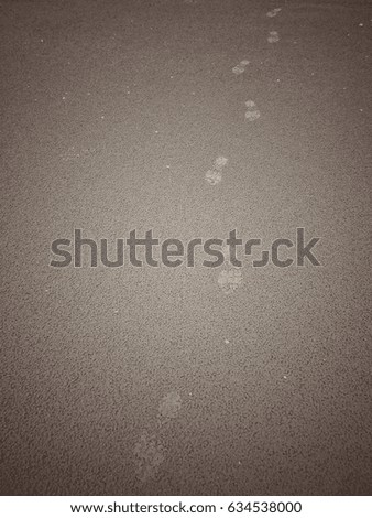 Footprint on the sand in retro style
