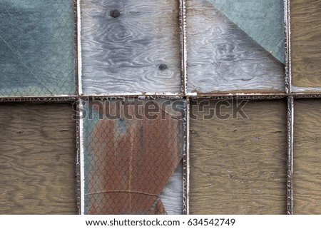Broken industrial windows wall background