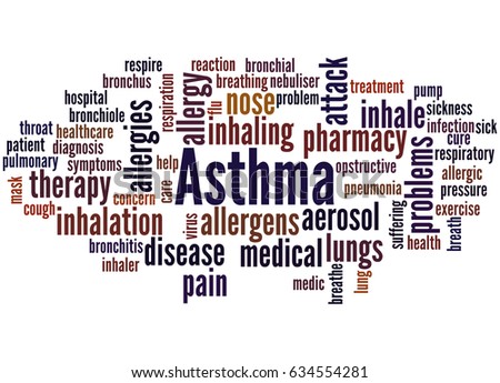 Asthma, word cloud concept on white background.