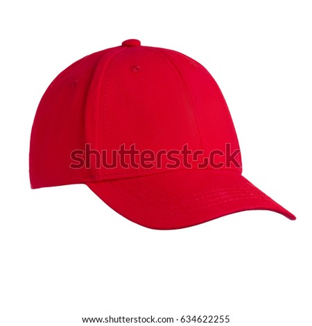 Baseball cap red, on a  white background