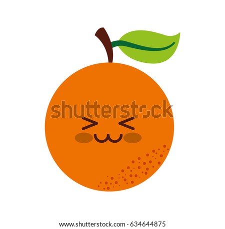 orange fresh fruit kawaii character