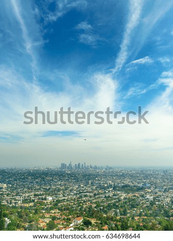 LA Skyline Under Cloudy Blue Sky