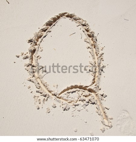 Sand Beach Alphabet: Letter Q. Concept holiday background.