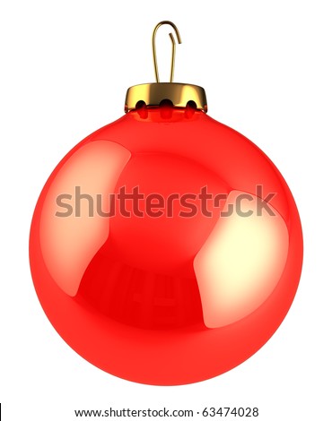 3d illustration of red christmas decoration ball, isolated over white background