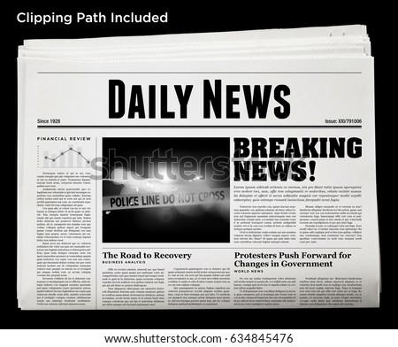 An isolated newspaper showing 'Daily News' as headline. Royalty-Free Stock Photo #634845476