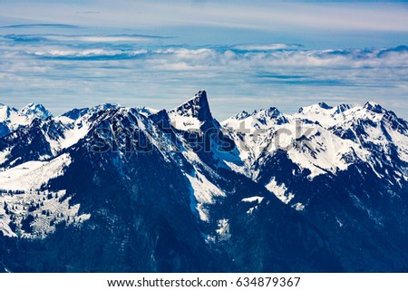 View to the Stockhorn mountain summit from the Niederhorn in the Bernese Alps in Switzerland
