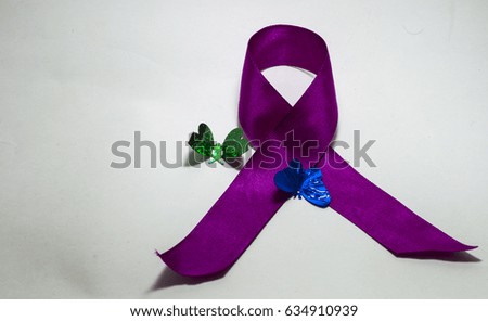 Ribbon sign against cancer diseases symbol of health