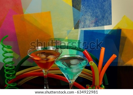 colored cocktails and drinks
