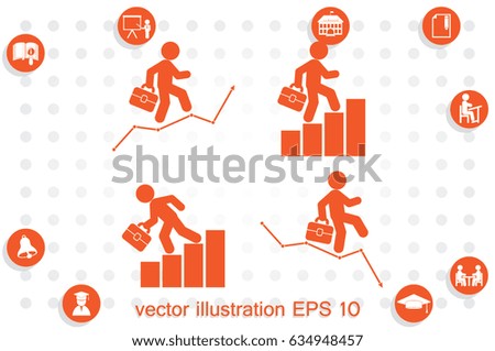 Businessman and graph fall and growth icon vector EPS 10, abstract sign logo  flat design,  illustration modern isolated badge for website or app - stock info graphics