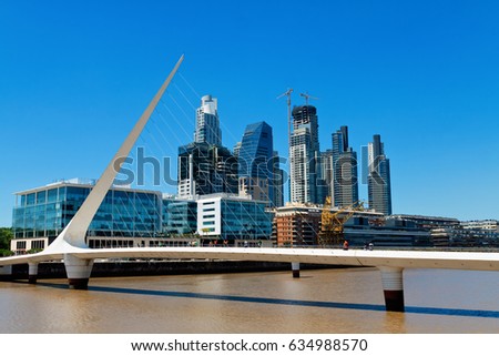 View of Puente de la Mujer(Women's Bridge), Puerto Madero in Buenos Aires