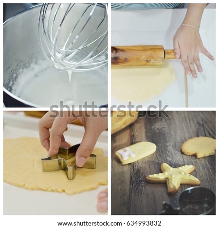 A collage of four pictures of how to make a cookies 