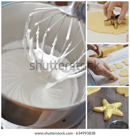 A collage of four pictures of how to make a cookies 