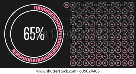Set of circle percentage diagrams from 0 to 100 ready-to-use for web design, user interface (UI) or infographic - indicator with pink