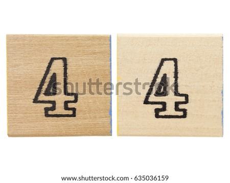Wood tile with 4 symbol isolated on white