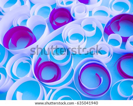 abstract background, colorful patterns on paper, circles made of paper, clear lines and waves