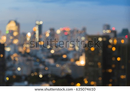 Night blurred bokeh city light downtown, abstract background