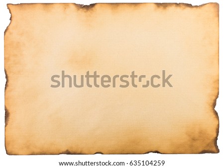 single old flat sheet of paper isolated on white background