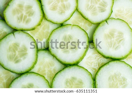 Cucumber texture of many slices 