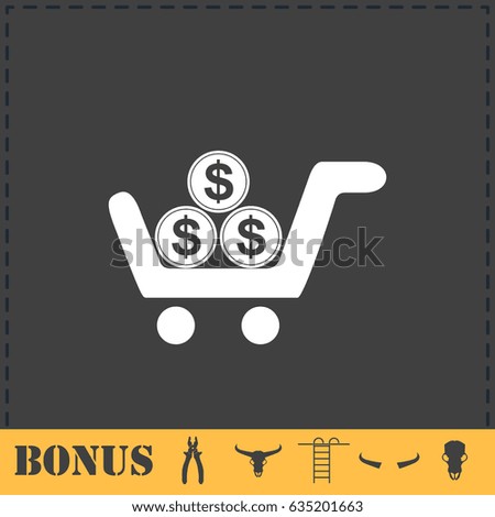 Shopping cart icon flat. Simple illustration symbol and bonus pictogram