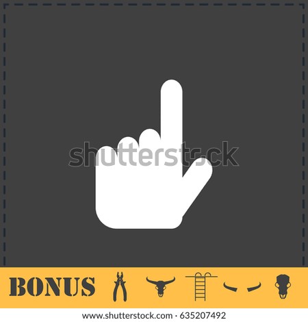 Hand cursor icon flat. Simple illustration symbol and bonus pictogram