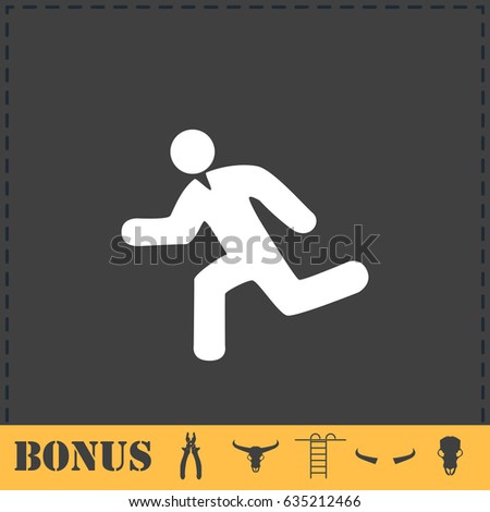 Run icon flat. Simple illustration symbol and bonus pictogram