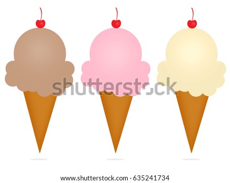 Ice Cream Cones with cherry on top