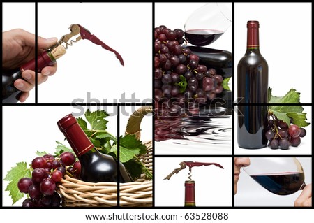 Collage about red  wine.