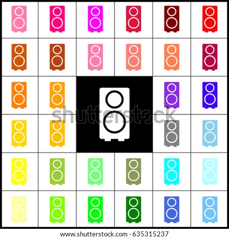 Speaker sign illustration. Vector. Felt-pen 33 colorful icons at white and black backgrounds. Colorfull.