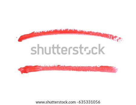 Single line marker stroke of a wax crayon as a design underline element, isolated over the white background, set of two different foreshortenings Royalty-Free Stock Photo #635331056