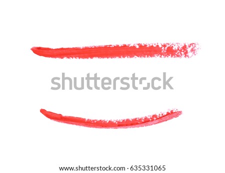 Single line marker stroke of a wax crayon as a design underline element, isolated over the white background, set of two different foreshortenings Royalty-Free Stock Photo #635331065