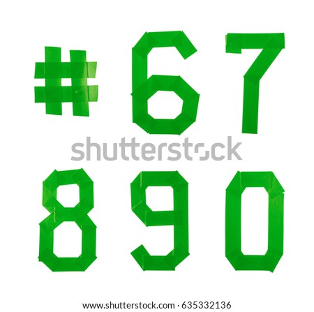Set of five numbers made of insulating tape isolated over the white background