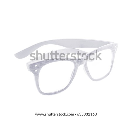 Pair of wooden textured optical reading glasses isolated over the white background