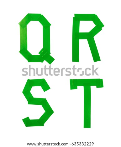 Set of Q, R, S, T letter symbols made of insulating tape isolated over the white background