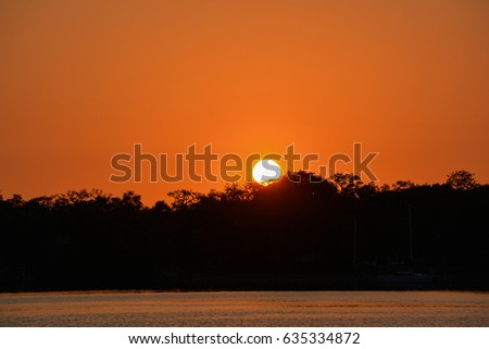 Sunset over Little Bayou on Tampa Bay, Saint Petersburg, Pinellas County, Florida USA