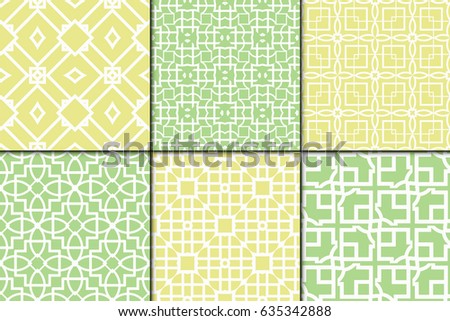 set of 6 modern decorative seamless geometric pattern. Vector illustration. For desin invitation, scrapbooking, wrapping