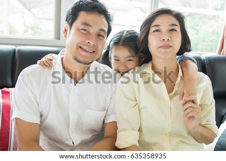 Asian family happy portrait at home.