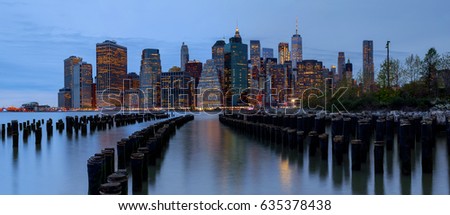 New York City manhattan buildings skyline evening