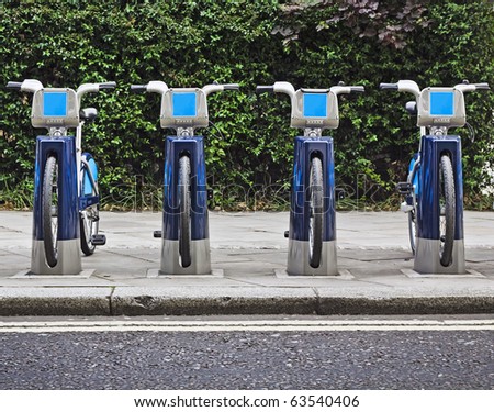 Bikes for rent in London. Royalty-Free Stock Photo #63540406