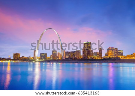 St. louis downtown  at twilight in USA Royalty-Free Stock Photo #635413163