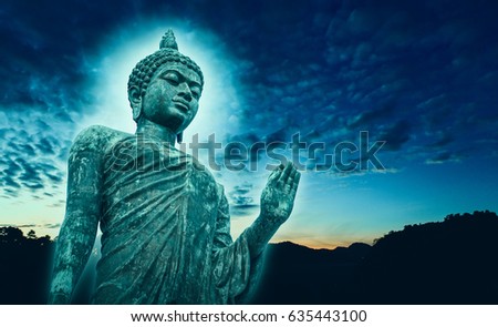 Buddha standing  isolated on  sky background 