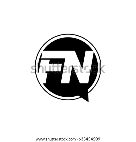 Initial letter logo fn inside speech bubble black
